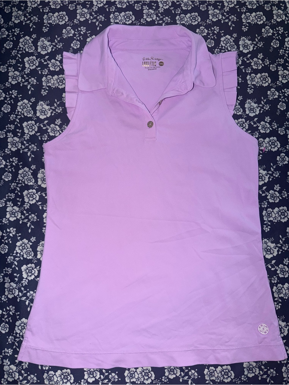 Lilly Pulitzer Lavender Ruffle-Sleeve Polo Tank